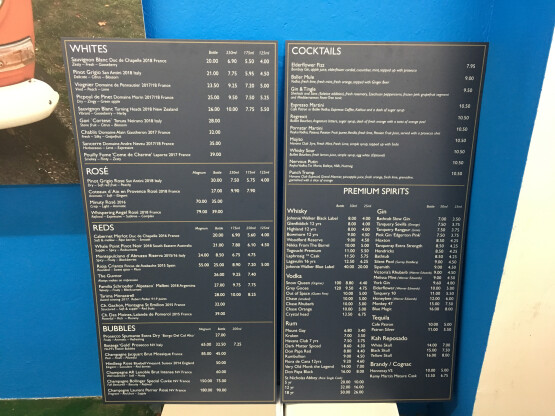 Large print menu sample